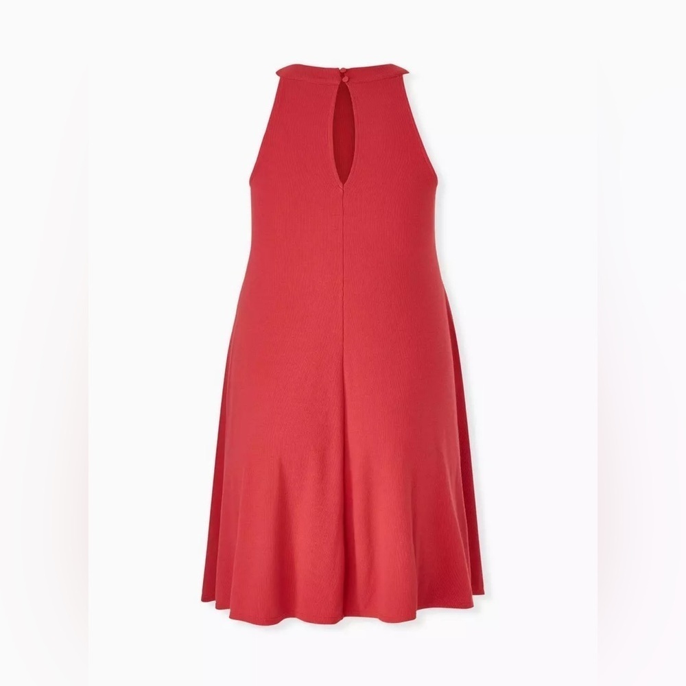 NWT Torrid Mini Rib Trapeze Dress American Beauty Red Swing Knee Length Size 3X - Picture 3 of 13